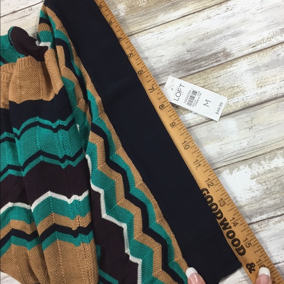 Loft blue striped knit skirt a line women’s medium - Picture 4 of 6